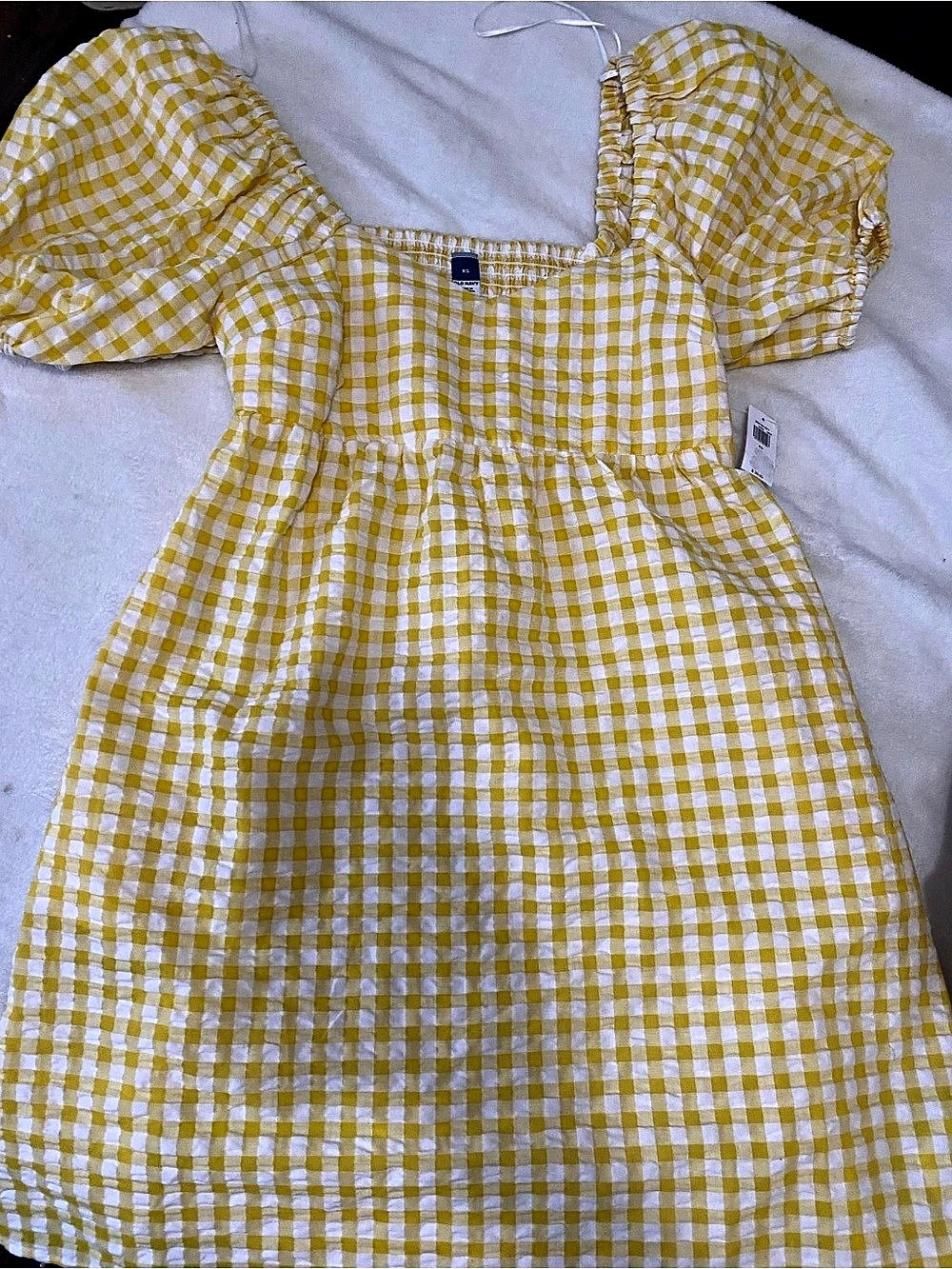 Old Navy Fit & Flare Puff-Sleeve Seersucker All-Day Mini Dress Mini Dress Yellow